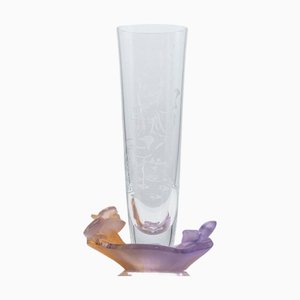 Violet and Orange Glass Soliflore Vases from Daum, France, 1970s