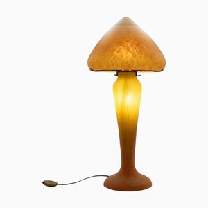 Lámpara de mesa hongo de pasta de vidrio en naranja, Francia, años 70