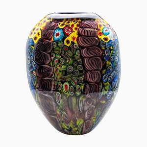 Large Millefiori Murano Glass Vase, Italy, 1960s