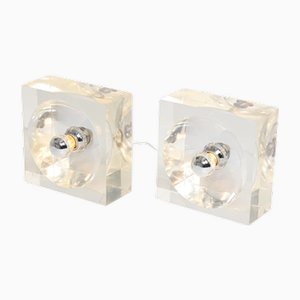 Lámpara de mesa de vidrio acrílico de Michel Dumas, años 70