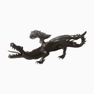 Hand Forged Iron Dragon Sculpture, 1950s