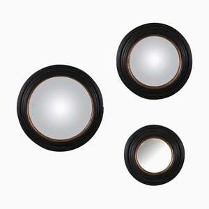 Miroirs de Sorcière Ronds Convexes, Flandres, 19ème Siècle, Set de 3