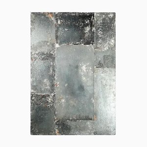 Espejo de pared grande con vidrio oxidado, años 50