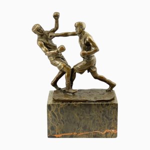 Trofeo de boxeo de bronce con base de mármol
