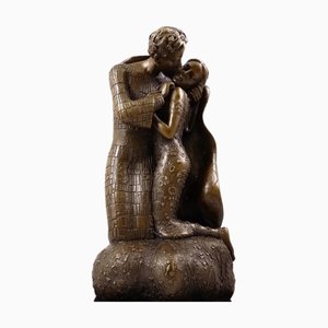 The Kiss Bronze Sculpture in the style of Gustav Klimt