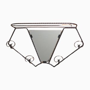 French Iron Hat and Coat Rack with Shelf and Mirror, 1960