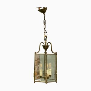 Lanterna in stile Art Déco in ottone e vetro inciso, 1920