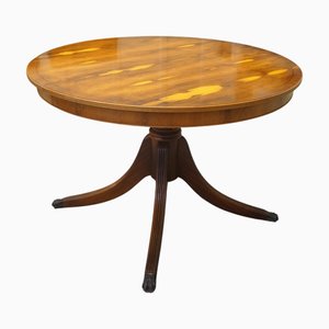 Extendable Pedestal Dining Table in Yew Wood, 1960