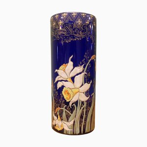 Vaso vintage smaltato con narcisi, 1920