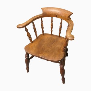 Antiker Raucher Sessel aus Ulmenholz & Eschenholz, 1800er