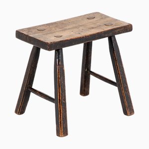 Antiker Hocker aus Eiche, 1800er