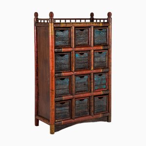 Storage Cabinet in Faux Bamboo and Teak