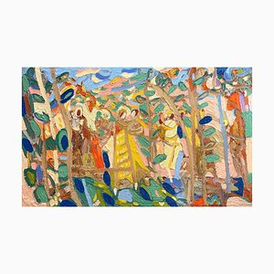 Paul Wadsworth, Indian Wedding Dancers, 2025, Dipinto ad olio