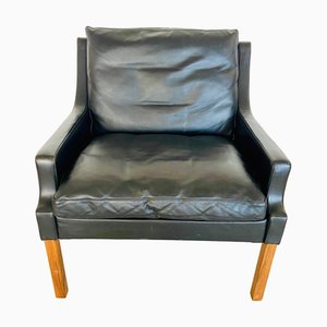 Dänischer Vintage Sessel aus schwarzem Leder, 1960er