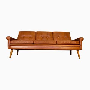 Mid-Century Danish 3 Person Sofa in Cognac Leather from Svend Skipper, 1970s