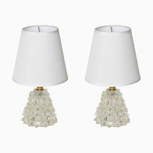 Lámparas de mesa Rostrato de cristal de Murano y latón de Barovier, Italia, años 40. Juego de 2