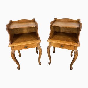 Tables de Chevet Vintage Louis en Chêne avec Tiroirs, Set de 2