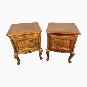 Comodini vintage Louis in quercia, Francia, set di 2