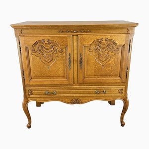 Vintage French Louis XVI Oak Carved Cabinet