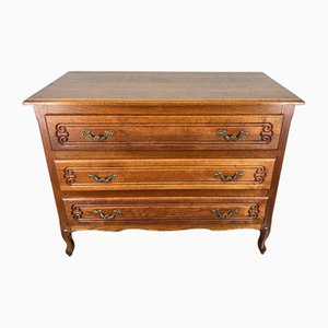 Commode Louis Vintage en Chêne Sculpté à 3 Tiroirs, France