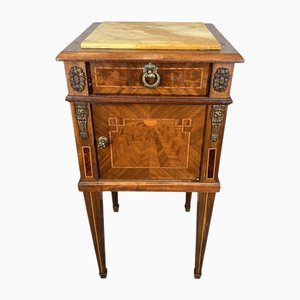 Table de Chevet Antique avec Plateau en Marbre, France