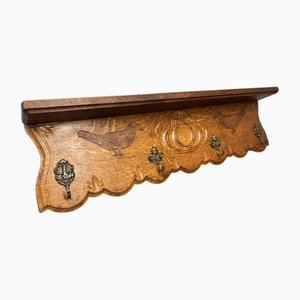 Französischer Vintage Garderobenständer aus Eiche mit 4 Haken