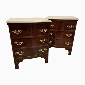 Mesitas de noche con tablero de mármol. Juego de 2