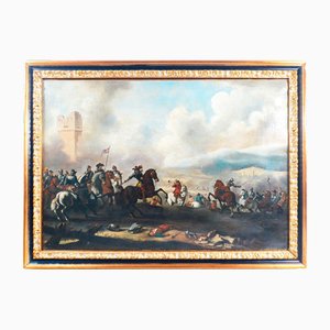 Italienischer Schulkünstler, Kampfszene, 1800, Öl auf Leinwand