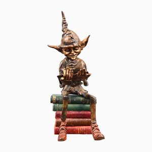 Pixie Reading Book Statue in Bronze