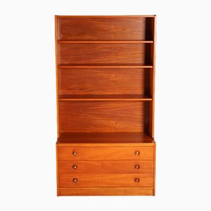 Libreria Mid-Century moderna in teak con cassetti, anni '60