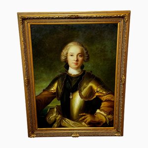Nach Jean-François De Troy, Großes Porträt des Großpriors Jean Philippe d'Orléans in Goldener Rüstung, Ölgemälde, gerahmt