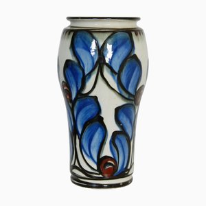 Vase en Céramique avec Motif Fleur Bleue par Herman Kæhler, 1920s-1930s