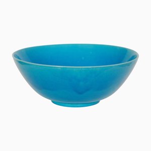 Blaue Vintage Keramikschale von Herman Kæhler, 1950er