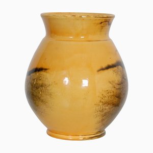 Vaso vintage in ceramica gialla di Herman Kähler, anni '30