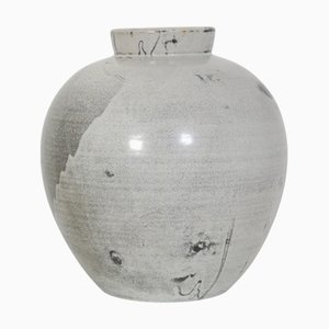 Vaso vintage in ceramica grigia di Herman Kæhler, anni '50