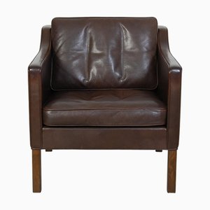 2321 Sessel aus Braunem Leder von Børge Mogensen, 1980er