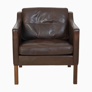 2321 Sessel aus Braunem Leder von Børge Mogensen, 1980er