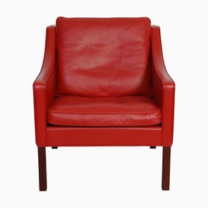 Poltrona nr. 2207 in pelle rossa di Børge Mogensen, inizio XXI secolo