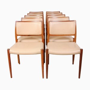 Model 80 Chairs in Rosewood, 1960s, Set of 10
