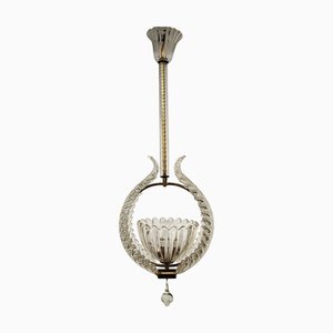 Art Deco Murano Glas Hängelampe Barovier und Toso zugeschrieben, Italien 1940er