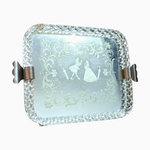 Bandeja de servicio Torchon de Archimede Seguso Barovier & Toso, años 40