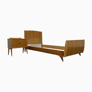 Gio Ponti zugeschriebenes Einzelbett und Nachttisch, 1940er, 2er Set