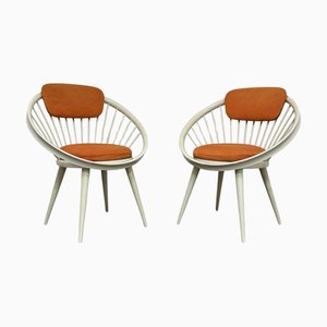 Scandinavian Circle Armchairs attributed to Yngve Ekström, 1960s, Set of 2