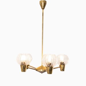 Prismatischer Kronleuchter aus Kristallglas mit 5 Leuchten, 1950er