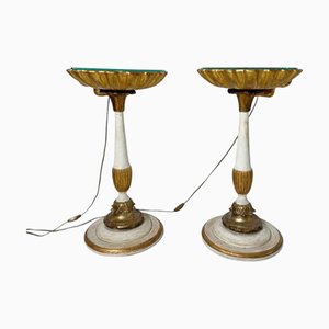 Nachttische in Muschelform aus Holz & Glas, 1900er, 2er Set