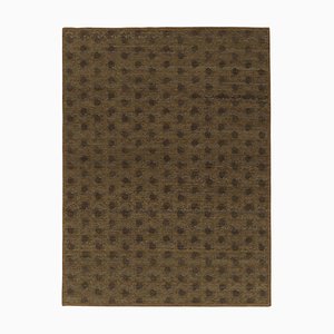 Tappeto Block Print con motivi floreali marroni e verdi di Rug&Kilim