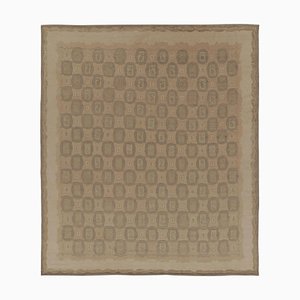 Rug in Beige-Brown with Geometric Patterns by Rug&Kilim