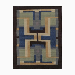 Tapis Bleu et Gris à Motif Géométrique par Rug&Kilim