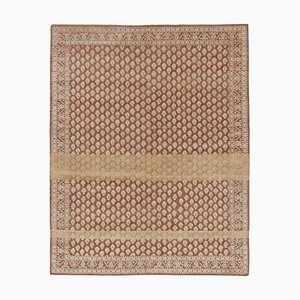 Tappeto Block Print marrone con motivi beige-crema di Rug&Kilim