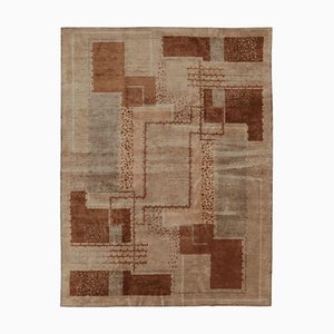 Rug in Beige-Brown with Geometric Patterns by Rug&Kilim
